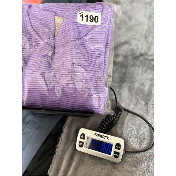 Chico's Sweater Womens Size 3 XL Purple Tunic Ribbed Knit 3/4 Dolman Sleeve - Picture 8 of 9